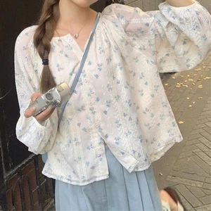 Casual Floral Print Shirt with Long Sleeves for Women Perfect for Spring - Picture 1 of 7