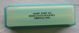 Ullery Dairy Co. Greenville Ohio advertising butter dish Teal Flambo-Ware Mint - Picture 1 of 7