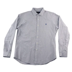 Polo Ralph Lauren Large Slim Fit Long Sleeve Checkered Dress Shirt Brown Blue - Picture 1 of 9