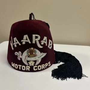 Cappello vintage massonico Shriners Yaarab Motor Corps Egitto gioielli scintillanti taglia 6 7/8 - Foto 1 di 14