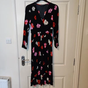 M&S Collection Womens Midaxi Dress Size 8 Long Wrap Front Floral Multi - Picture 1 of 7