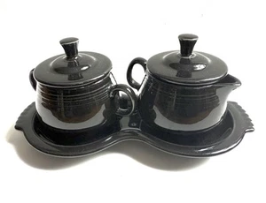 Fiestaware Fiesta Geschirr schwarz Milchkännchen & Zucker Set Deckel & Tablett komplett - Bild 1 von 6