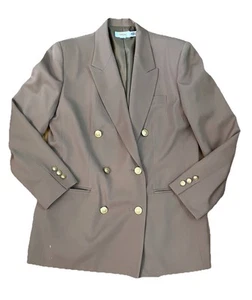 Blazer Talbots Lana Pura Talla 12 Marrón Bolsillos Chaqueta Abrigo Negocios - Imagen 1 de 7