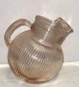 Hazel Atlas FINE RIB PINK 8 1/2" - 80 OZ WATER PITCHER - Picture 1 of 2