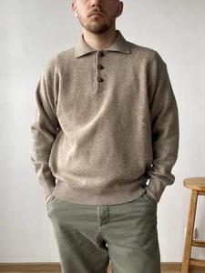 Vintage Valentino Studio Mens Pure Wool Brown Sweater Size M Made In Italy - Picture 1 of 14