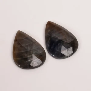 44 Ct. Blue Sapphire Pear Faceted Gemstone Pair 27x18x4 mm Translucent Loose - Picture 1 of 5
