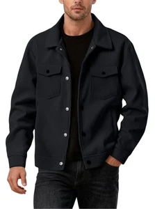 Corduroy Jacket Men Fall Long Sleeve Button Up Shirts Jacket Collared Shacket  - Picture 1 of 21