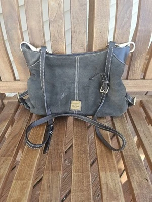Dooney & Bourke Crossbody suede charcoal grey & Brown Leather - Image 1 of 4