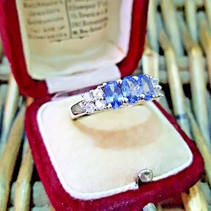 925 Sterling Silver Ring Oval Tanzanite Natural Gemstone Jewelry - Picture 1 of 5