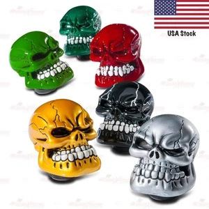 SKULL HEAD Gear Shift Knobs 5/6 MT Speed Rubber Adapters Universal Car Type Fit - Bild 1 von 13
