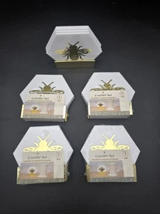 Cooster Set With Bee Design Metal Gold Color In Pastic White Base 20 In Set - Picture 1 of 3
