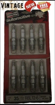 8-PACK, CHAMPION RBL12-6 RBL 12-6 Spark Plugs,Stock No. 35,29655,Vintage,NOS - Image 1 of 4