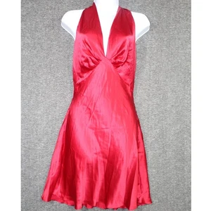 Abito vintage Victoria's Secret etichetta oro seta slip XS Halter aderente e svasato rosso - Foto 1 di 7