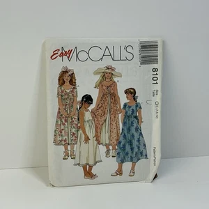 Dress Slip Girls Size 7-10 Empire Waist Pockets UNCUT Pattern 8101 Vtg 90s  - Picture 1 of 2