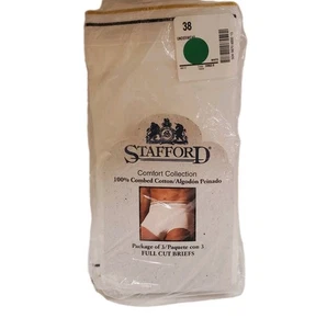Vtg Stafford Comfort Collection Briefs 38 Full Cut 3-Pack White Cotton Underwear - Picture 1 of 3