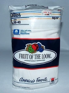 NOS Men's 1986/1989 L Fruit of the Loom Pack Of 3 Vintage Briefs Underwear USA - Picture 1 of 7