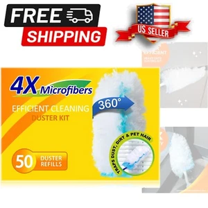 50-Pack 360° Cleaning Duster Refills with Adjustable Handle for Easy Dusting - Picture 1 of 10
