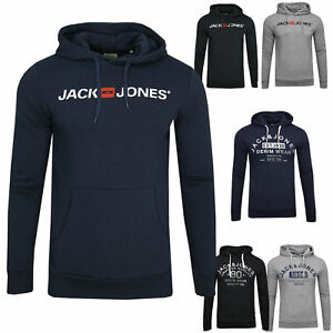 JACK & JONES Herren Hoodie Kapuzen Pullover Langarmshirt Pulli Sweat Brust Print