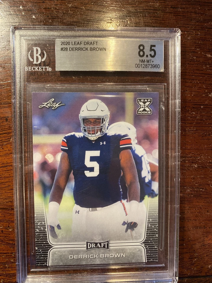 2020 Leaf Draft Football Derrick Brown Rookie BGS 8.5 - Image 1 of 2