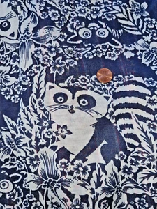 Blau geringelt Waschbär Baumwollmischgewebe 1 1/2 Yard - Bild 1 von 4