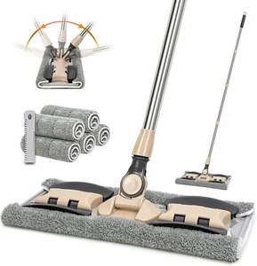 Professional Microfiber Hardwood Floor Mop, Flat Mops with 5 Pieces Reusable Was - Picture 1 of 4