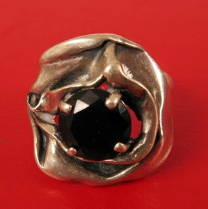 ARGENTO STERLING 925 FIRMATO ZUMAN ISRAEL BIOLOGICO BRUTALISTA FLOREALE WOW! - Foto 1 di 5