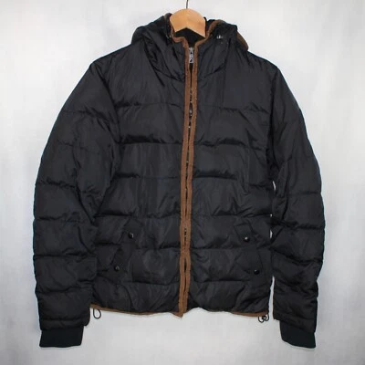 Chaqueta acolchada Scotch & Soda Down para hombre pequeña negra cremallera completa con capucha Foto 1 de 4