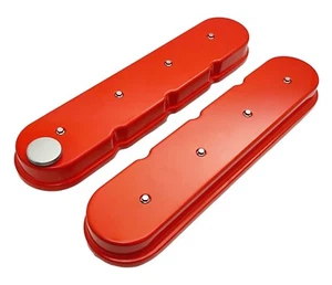 GM LS Valve Covers Cast Aluminum Remote Mount Coils LS1 LS2 LS3 Plain Top Orange - Picture 1 of 4
