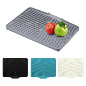 Silicone Dish Drying Mat Draining Large Drainer Mat Kitchen Counter Sink Rack - Picture 1 of 17