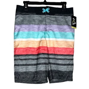 Art Class Boy's Size 18 Rainbow Striped Swim Trunks Pocket UPF 50+ - Picture 1 of 5