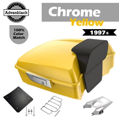 Equipaje Tour Pack Cromo Amarillo Picado Para Harley Street Road Electra Glide 97+ Foto 1 de 4