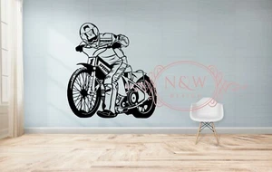 Speedway Rider Motorbike Sport Vinyl Decal Sticker Car Wall Window Decorative - Picture 1 of 4