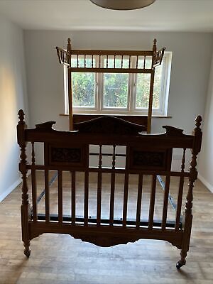 Antique French Exquisite Divine Half Tester Double Bed Country House Princess • 902.39£