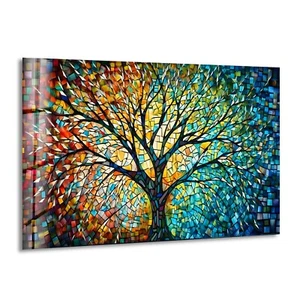 Arte de pared de vidrio de árbol de colores - Imagen 1 de 9