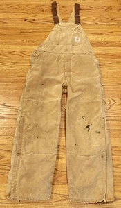 Vintage Carhartt Thermo Double Knee Bib Overalls 38x30 Braun USA Made Distressed - Bild 1 von 16