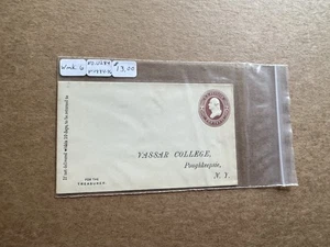 US 1884-86 Stationery Envelope #U284 +Unused Entire +WMK6 +Vassar College NY - Picture 1 of 2