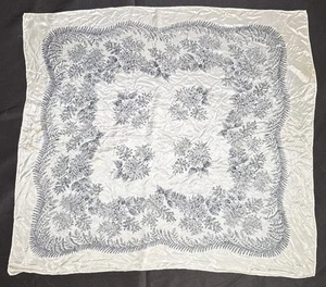 "Bufanda envolvente floral blanca y azul estilo francés vintage 31"" cuadrada" - Imagen 1 de 12