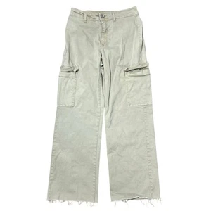 Oat New York Womens Size 8/29 High Rise Wide Leg Cargo Pant Raw Hem Tan - Picture 1 of 15