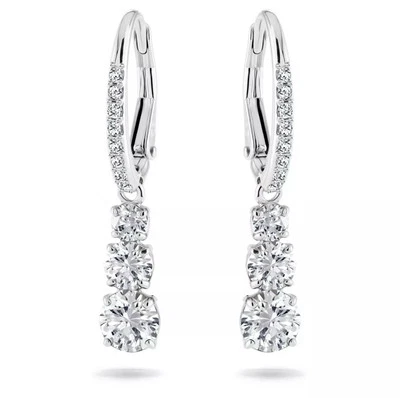 Swarovski Stilla Attract Hoop Earrings Round Cut, White, Rhodium Plated 5416155 - Image 1 of 4