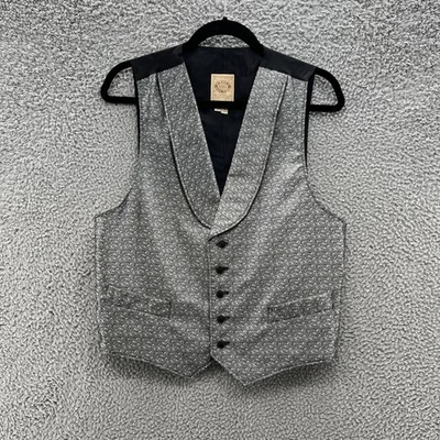 Wah Maker Vest Mens Small Gray Black Geo Satin Shawl Collar Western Formal USA - Image 1 of 4