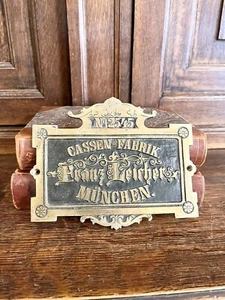 Rare Antique German Brass Safe Plaque Sign Franz Leicher Munchen Cassen-Fabrik - Picture 1 of 6