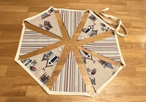 Handmade Beach Hut / Seaside Bunting, 8 Double Layer Flags , FREE POSTAGE - Picture 1 of 2