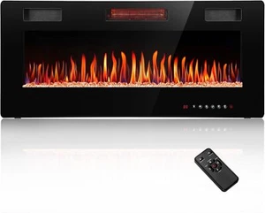 42" Recessed & Wall Mounted Electric Fireplace, 5100BTU,Adjustable Flame,Remote - Picture 1 of 7