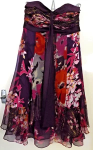 SUMMER DRESS MONSOON 12 WOMENS PURPLE PARTY WEDDING CRUISE COCKTAIL PRE-LOVED - Picture 1 of 9
