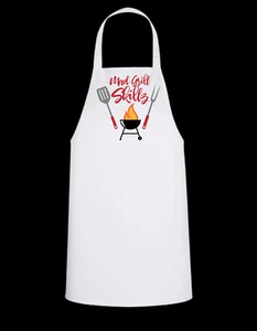 Mad Grill Skills - White Apron with Color design Great Gift - Picture 1 of 1