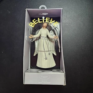 St. Nicholas Square Believe Angel Christmas Ornament Boxed White Resin Rustic - Picture 1 of 9