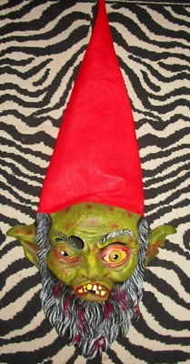 Scary Zombie Gnome Halloween Rubber Beard Face Evil Mask Troll Costume Felt Hat - Image 1 of 3