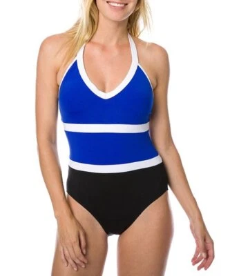 Traje de baño Nautica Colorblock Halter de una pieza azul fresco XL XLarge nuevo con etiquetas Foto 1 de 2