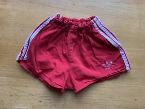 ADIDAS VINTAGE SHORTS 80s 90s FOOTBALL SOCCER RUNNING sz 152 BOYS RED COTTON - Picture 1 of 8