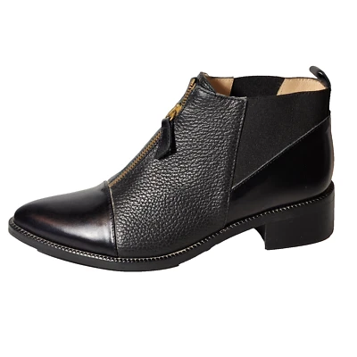 Jon Josef Spain Ankle Boots Women's 6.5 US Leather Black Lulu Sierra Front Zip - Image 1 of 4